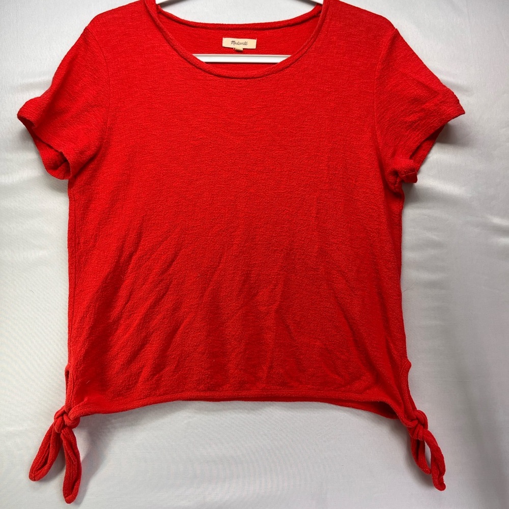 Madewell Red Short Sleeve Top with Side Ties‎